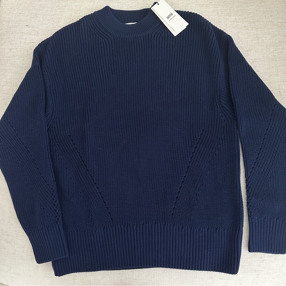 AMI Navy Ribbed Boxy Sweater - Picture 5 of 5